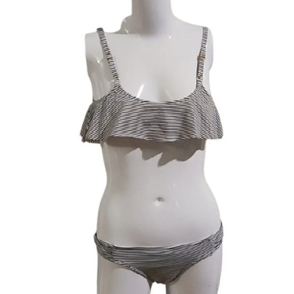 [Xhilaration]Blue Striped Ruffle Top 2 piece -Sz S